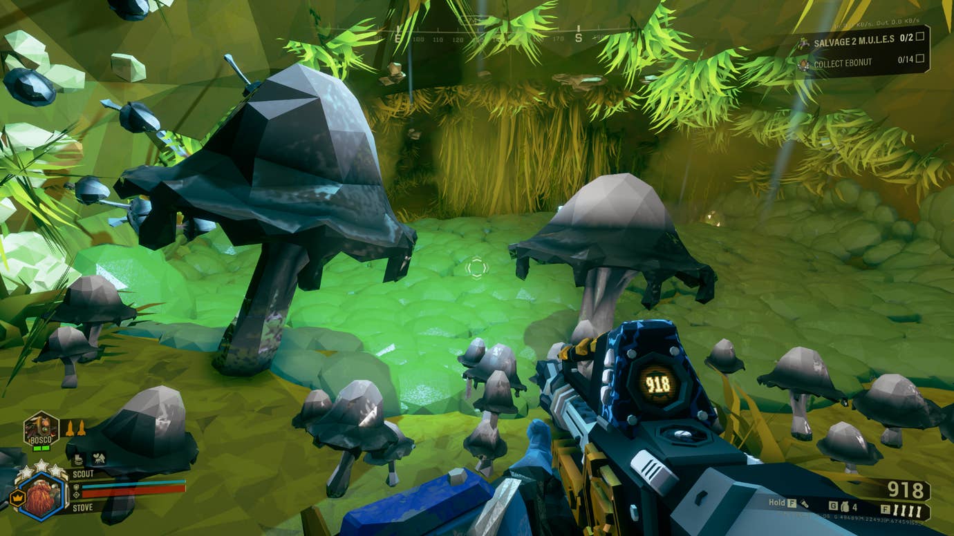 Alien mushrooms in Deep Rock Galactic.